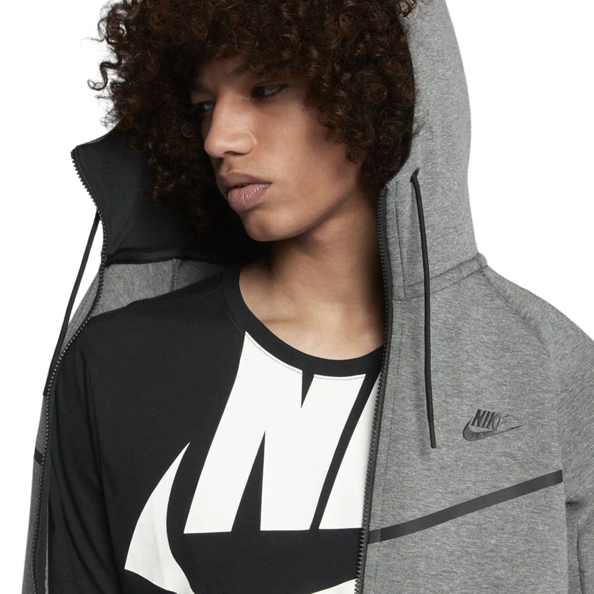 Front View of Preloved - Nike Tech Fleece Carbon Heather Grey Tracksuit 805144-091|805162-091